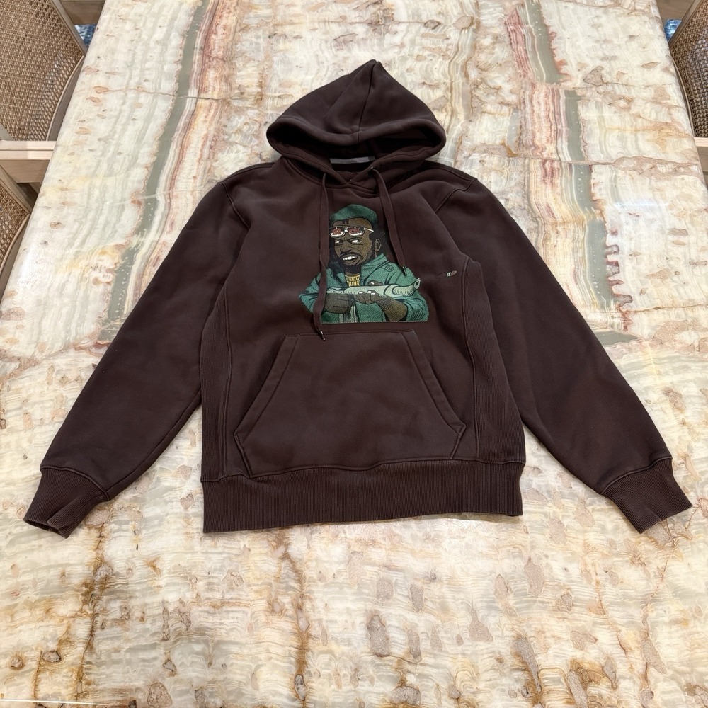 NBA Leather 2022 Tour Brown Graphic Pullover Hoodie Men's Size S Streetwear‎